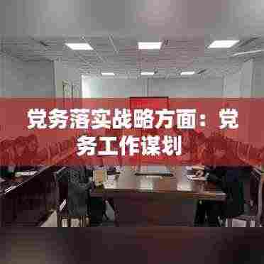 党务落实战略方面：党务工作谋划 