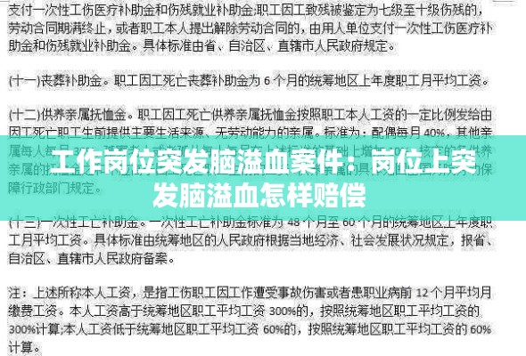 工作岗位突发脑溢血案件:岗位上突发脑溢血怎样赔偿