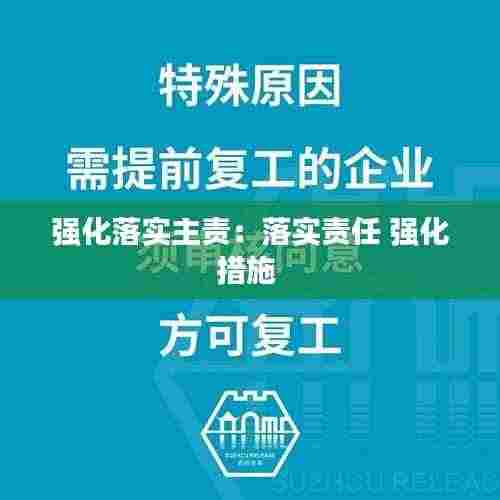 强化落实主责：落实责任 强化措施 
