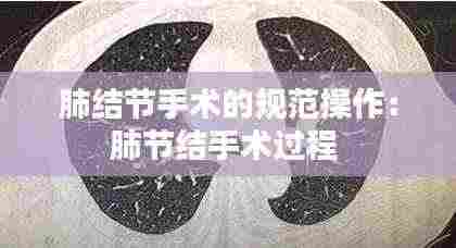 肺结节手术的规范操作:肺节结手术过程