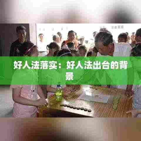 好人法落实:好人法出台的背景