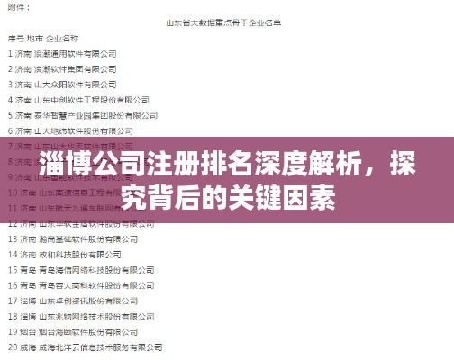 淄博公司注册排名深度解析,探究背后的关键因素