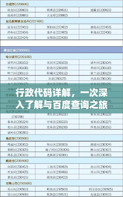 行政代码详解,一次深入了解与百度查询之旅